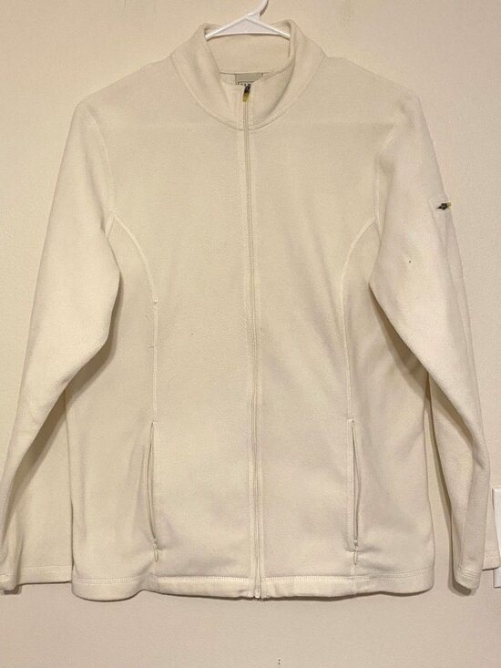 L.L. Bean Sweaters - Women's L.L. Bean Fleece Sweater Full Zip White Ivory Size Medium 0FPU4